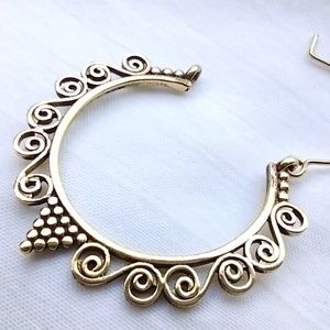 New Golden Brass Hand Crafted  Light Weight Artisan Wire Hoops / Made in Nepal